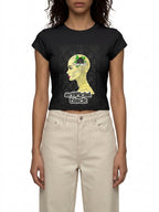 Women's Slim-Fit Silicone Skin Cropped T-Shirt
