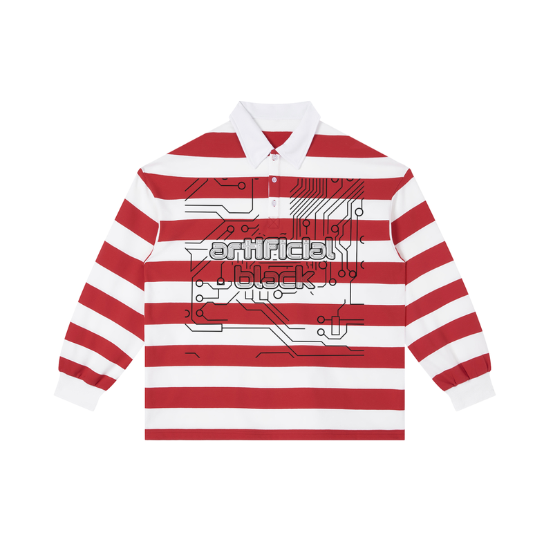 Color Block Stripe Polo Shirt