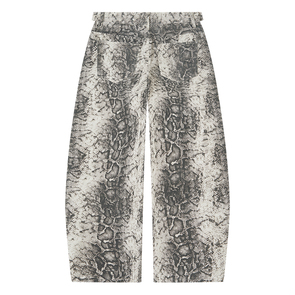 Men's Snake Print & Splatter Barrel Leg Pants