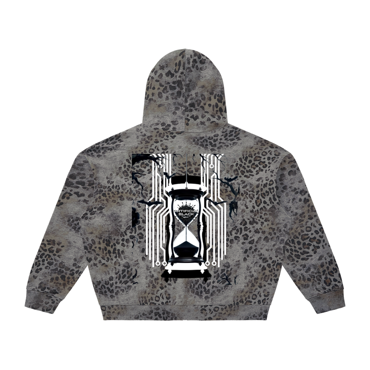 Unisex Vintage Wash Leopard Full Zip Hoodie