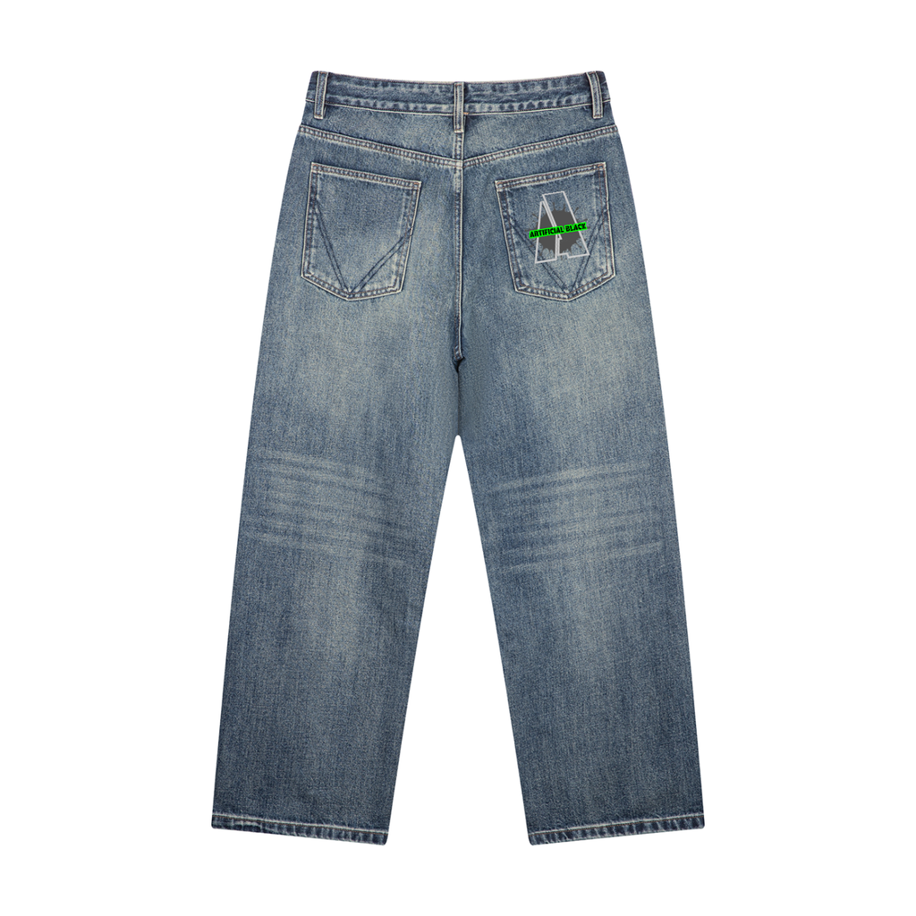 Men's Vintage Wash Straight Leg Denim Jeans