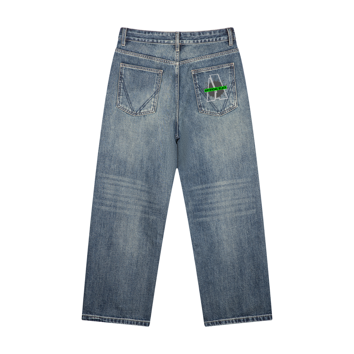 Men's Vintage Wash Straight Leg Denim Jeans