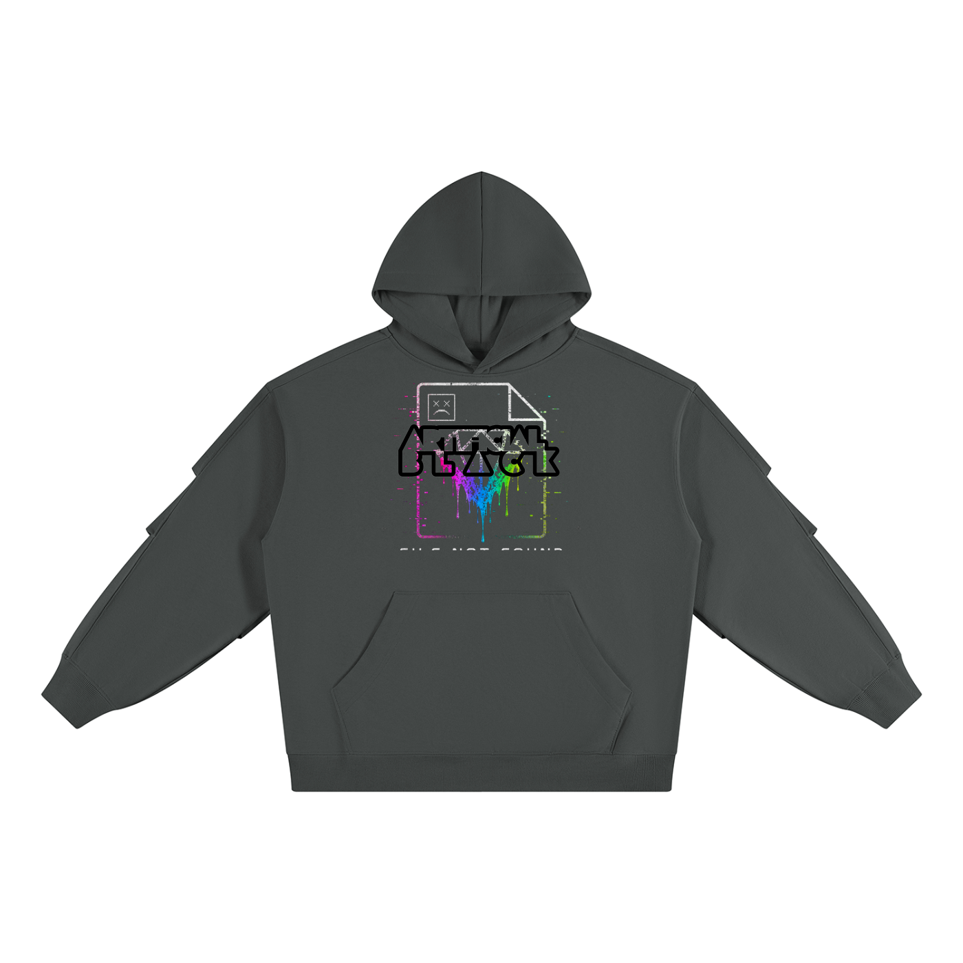 Not Found Artificial Black Ruched Sleeves Hoodie