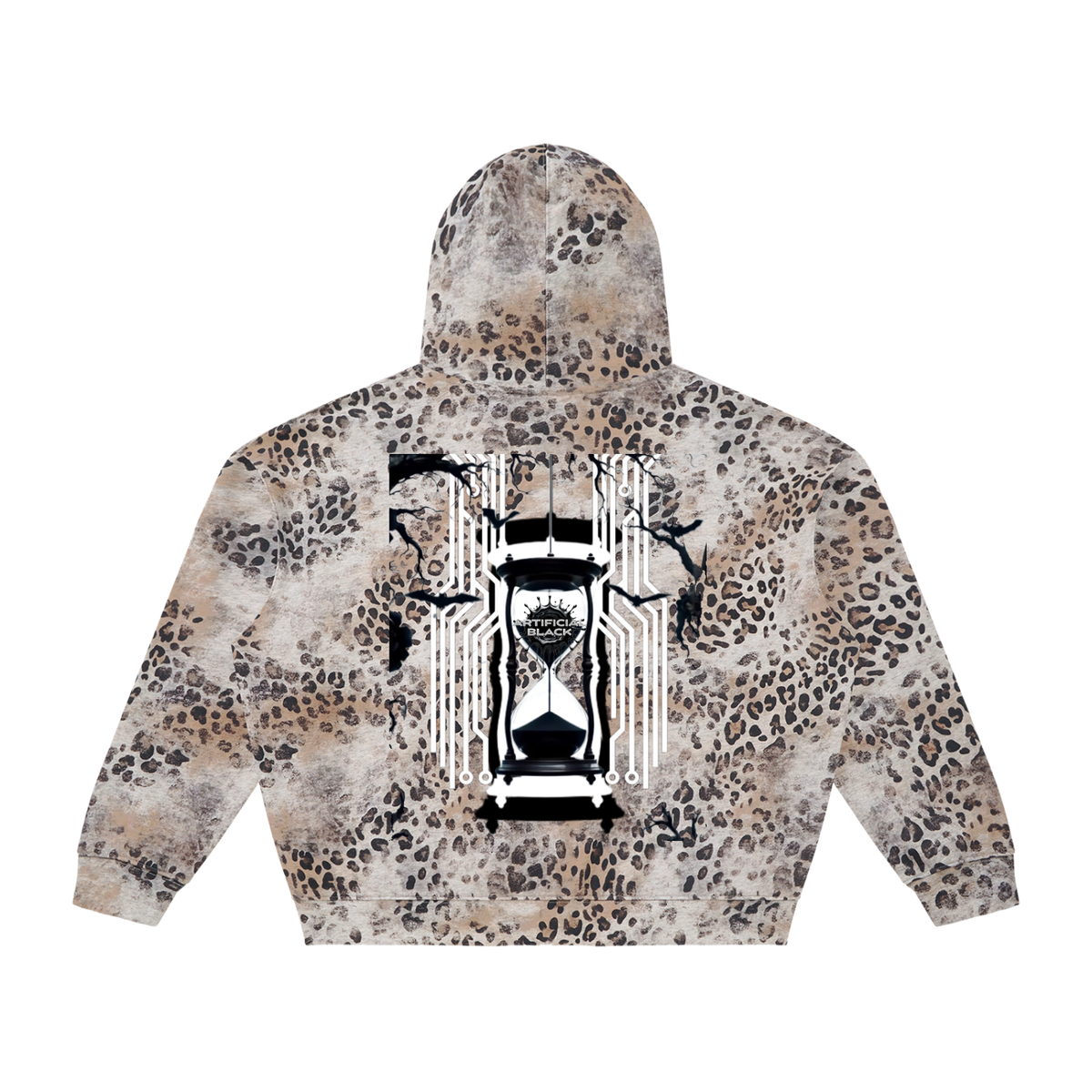 Unisex Vintage Wash Leopard Full Zip Hoodie