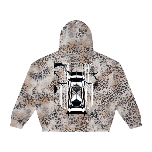 Unisex Vintage Wash Leopard Full Zip Hoodie