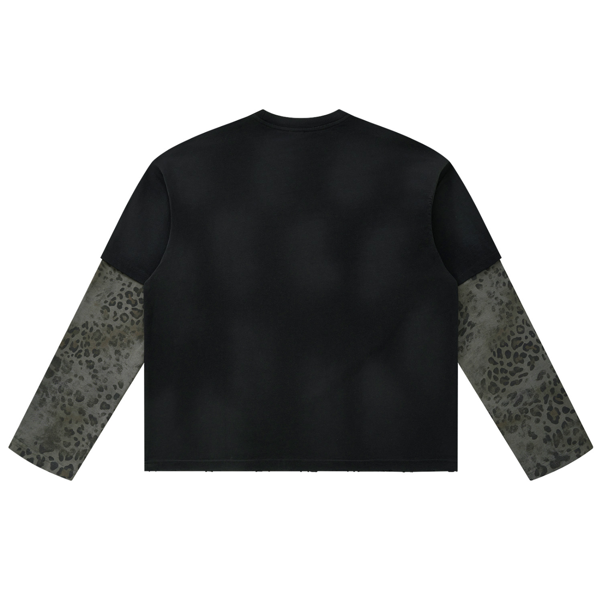 Unisex Vintage Wash Leopard Sleeved T