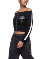 Women's Off-Shoulder Full Zip Hoodie