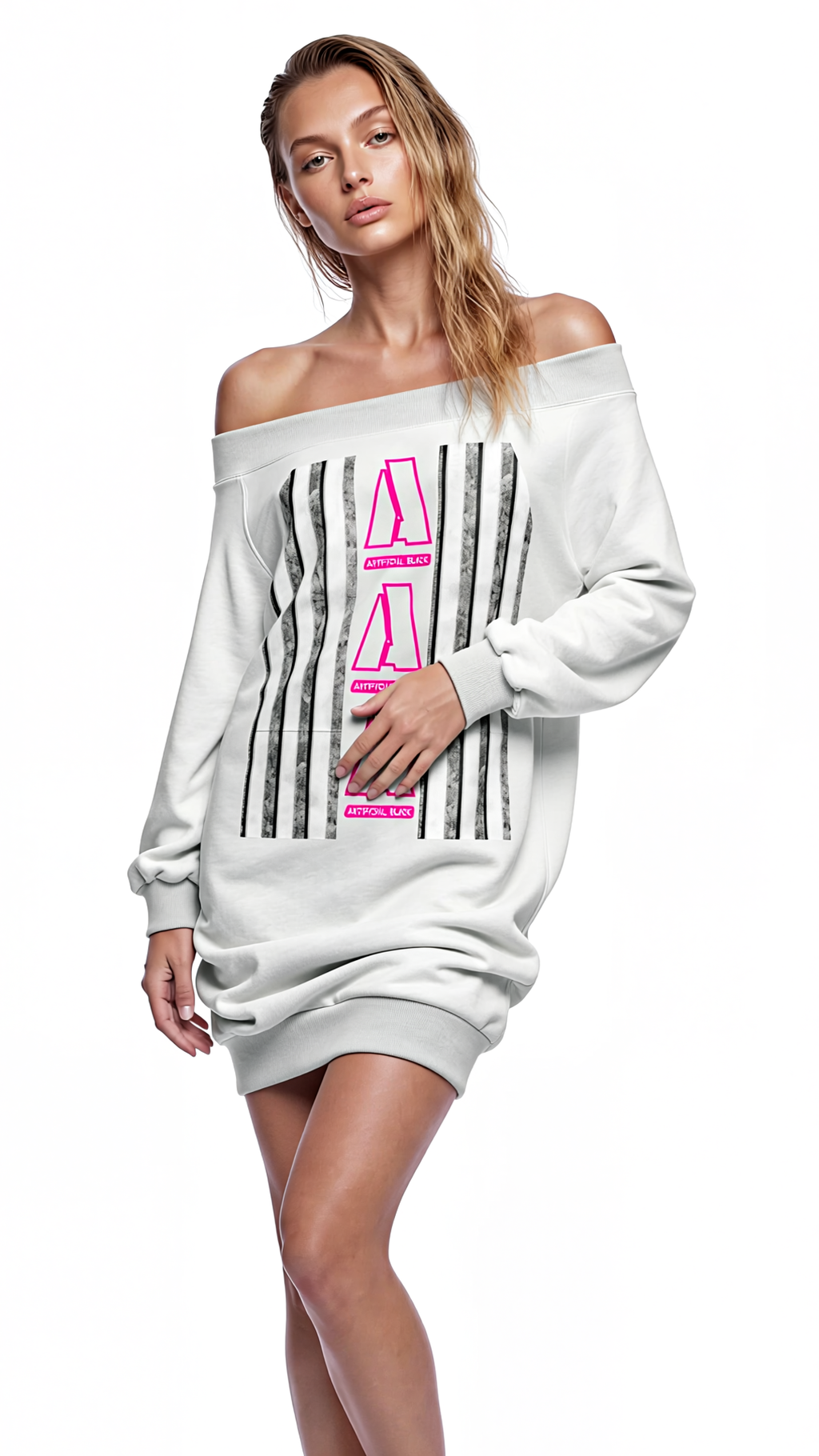 Women's Artificial.Black X Livingmurals® Off-the-Shoulder Artificial Dress