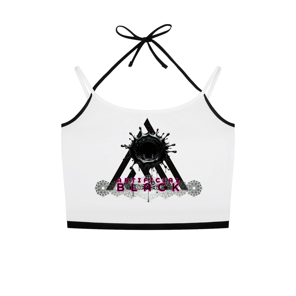 Diamond Line Contrast Binding Halter Tank Top