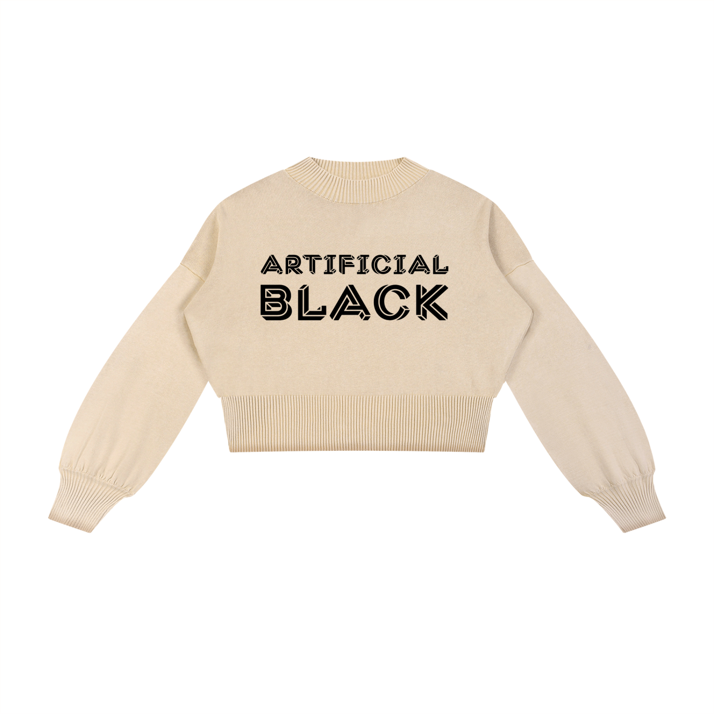 Mineral Wash Balloon Sleeve Cropped Sweater