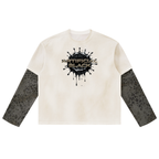 Unisex Vintage Wash Leopard Paneled Layer T-Shirt