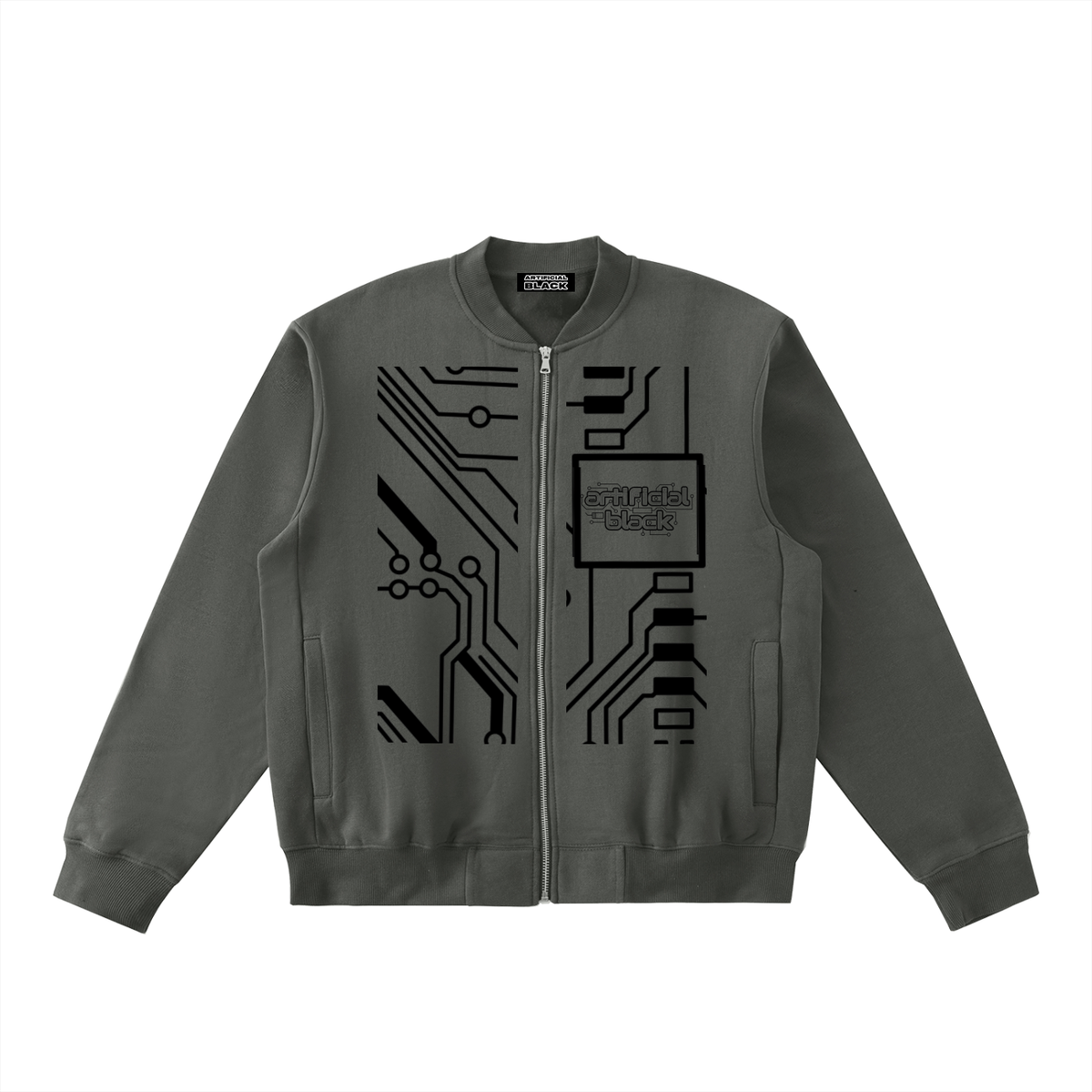 Essential Zip-Up Fleeced Digital Varsity Jacket