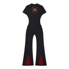 Empire of Fear & Power Flared Leg Quarter-Zip Jumpsuit