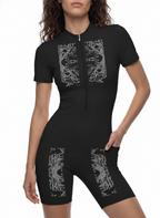 Women's Quarter-Zip Short Sleeve Romper