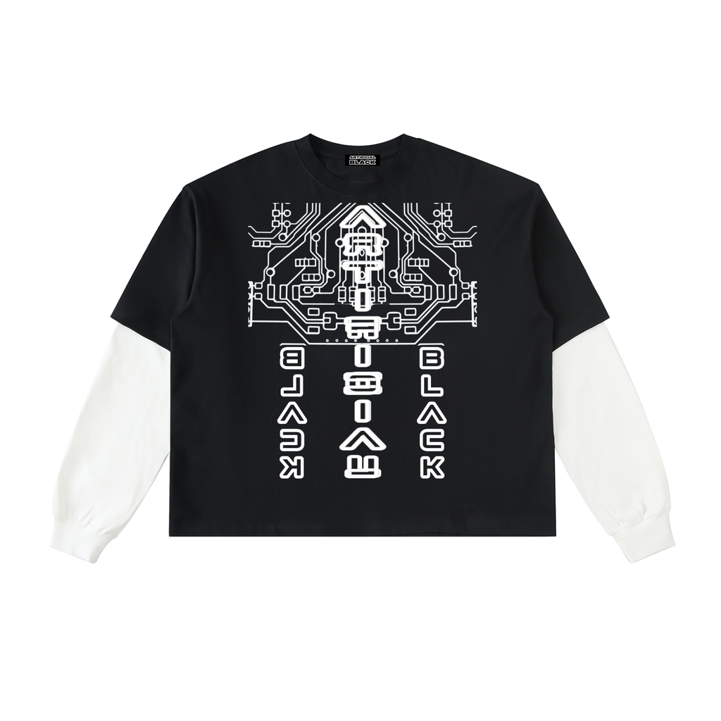 Layered Contrast Sleeve Space Shirt