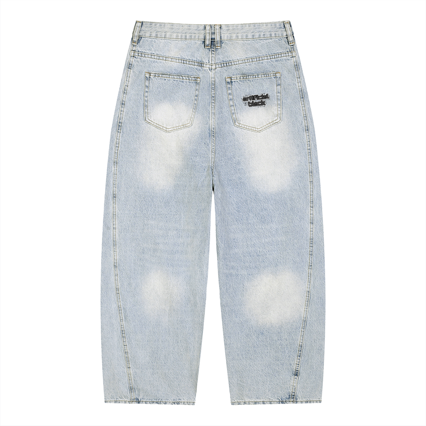 Digitally Enhanced Barrel Leg Jeans
