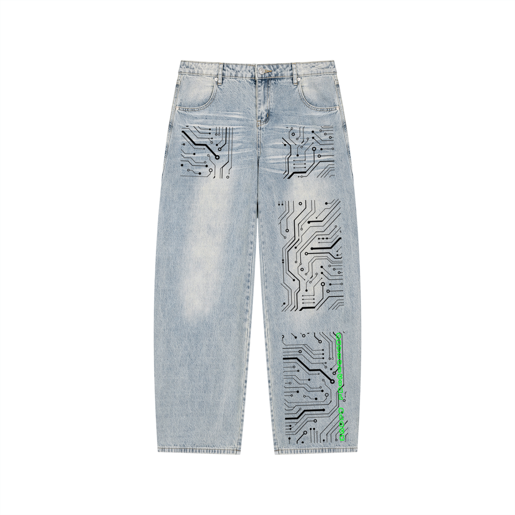 Men’s Digitally Enhanced Enzyme Washed Wide Leg Jeans