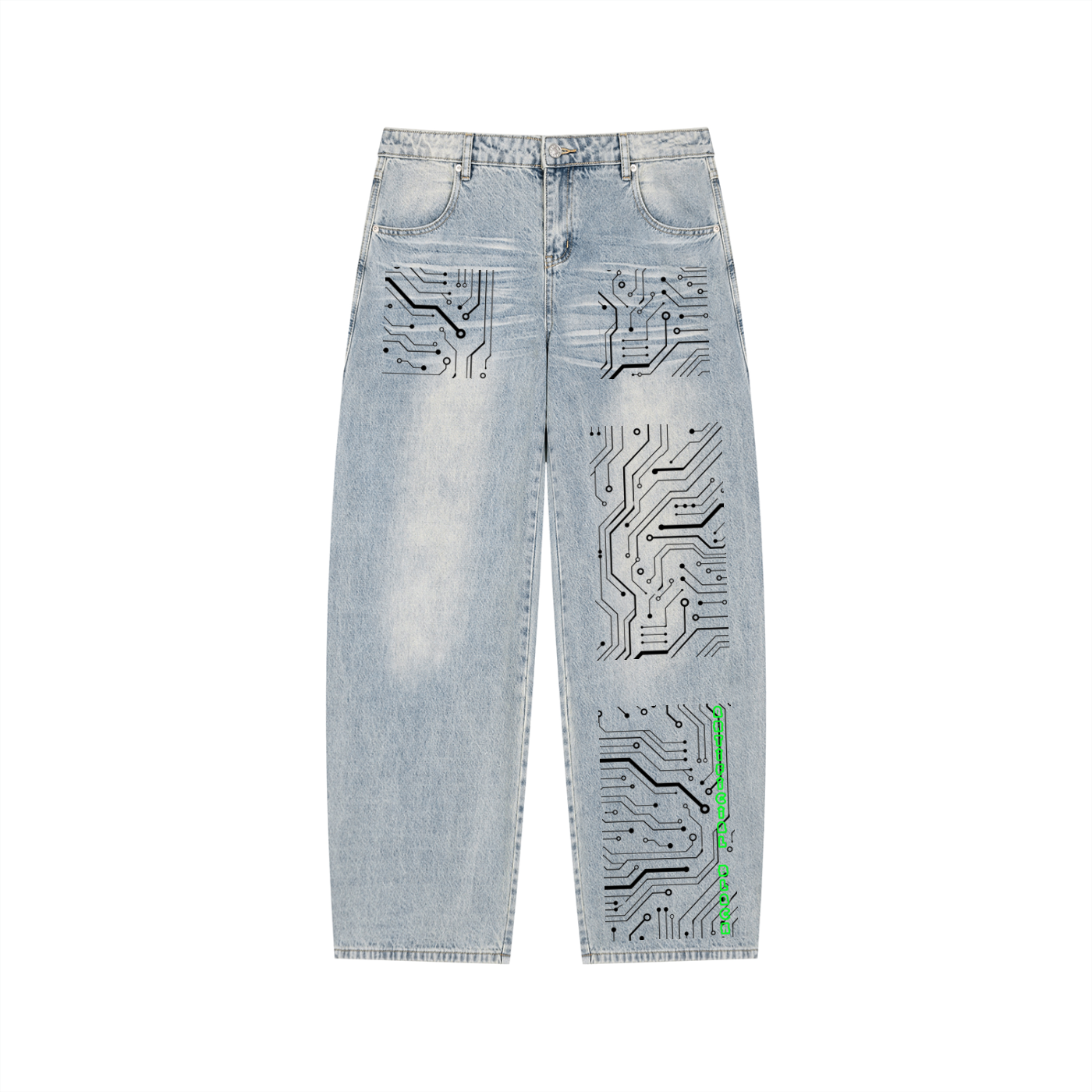 Men’s Digitally Enhanced Enzyme Washed Wide Leg Jeans