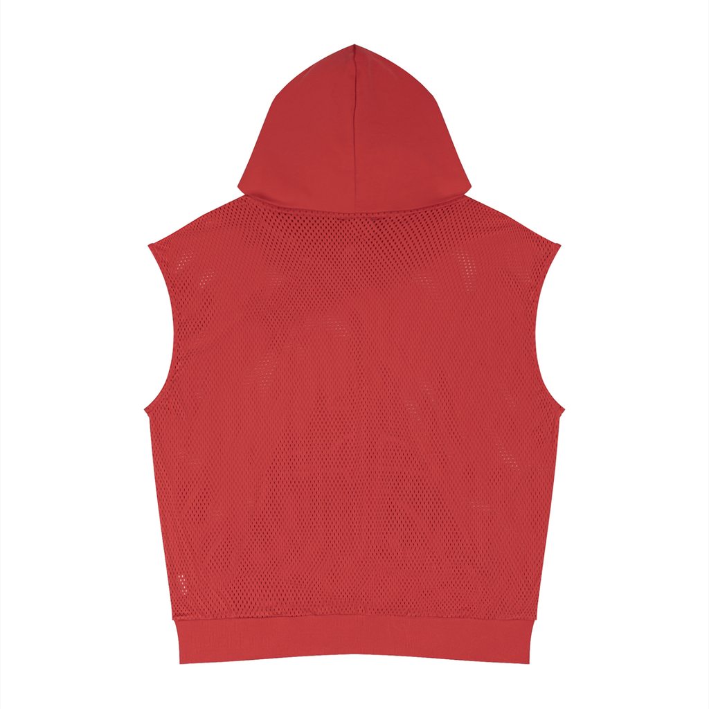 Unisex Artificial Athletics Mesh Sleeveless Hoodie