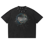 Unisex Washed Boxy Studded T-Shirt