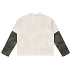 Unisex Vintage Wash Leopard Paneled Layer T-Shirt