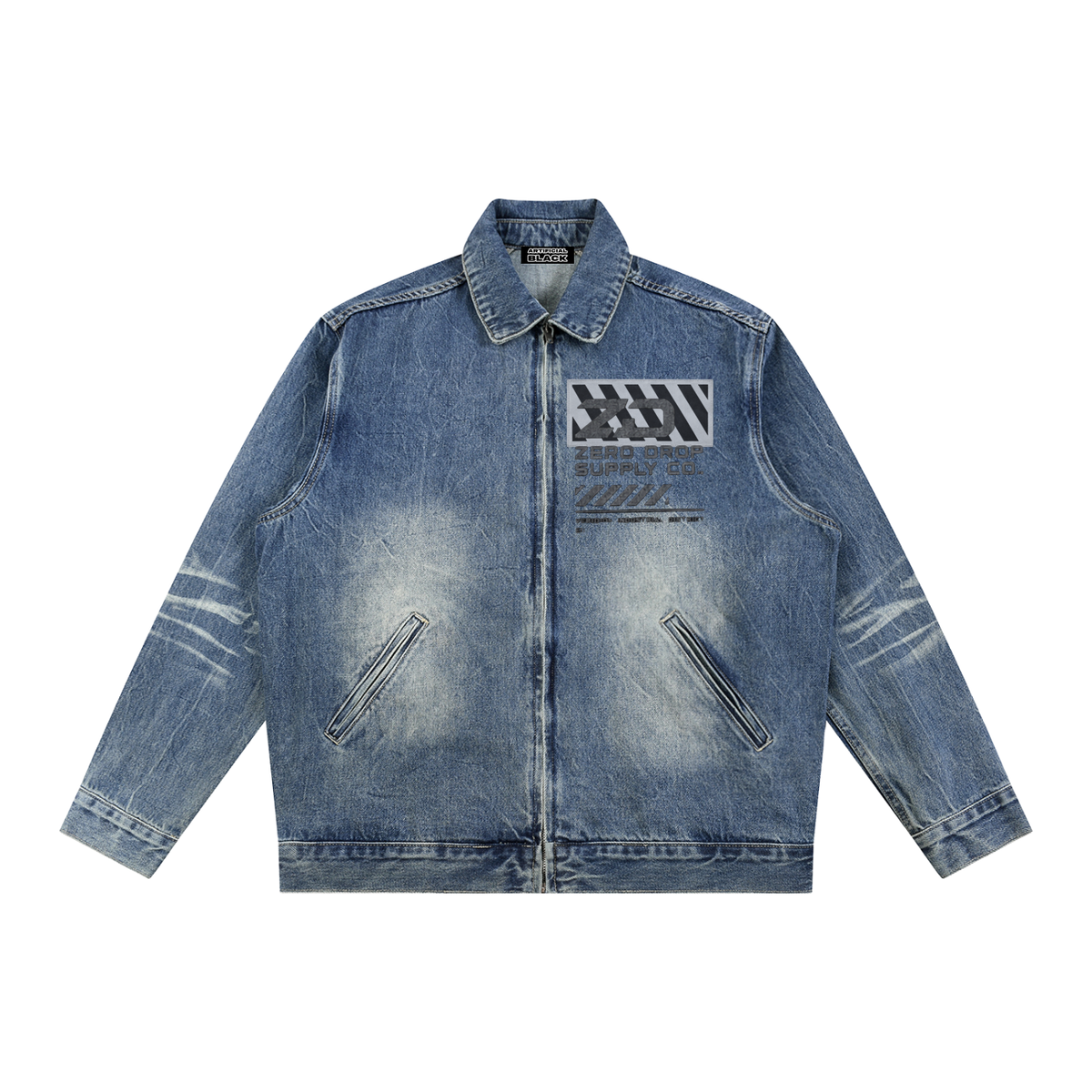 Vintage Wash Zip Up Denim Jacket - ZERO DROP SUPPLY CO.