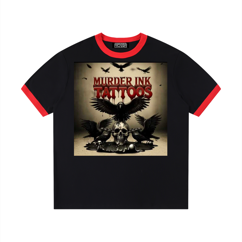 Murder Ink Contrast Edge Ribbed Crewneck T-Shirt