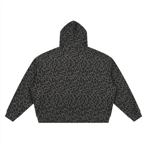 Sweat à capuche unisexe zippé gaufre imprimé léopard