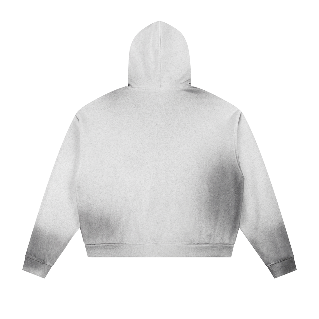 Sun Fade Frayed Raw Edge Fleece Zip Hoodie