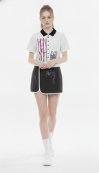 Unisex Artificial.Black X Livingmurals® Stencil Block Striped Boxy Contrast Collar Shirt