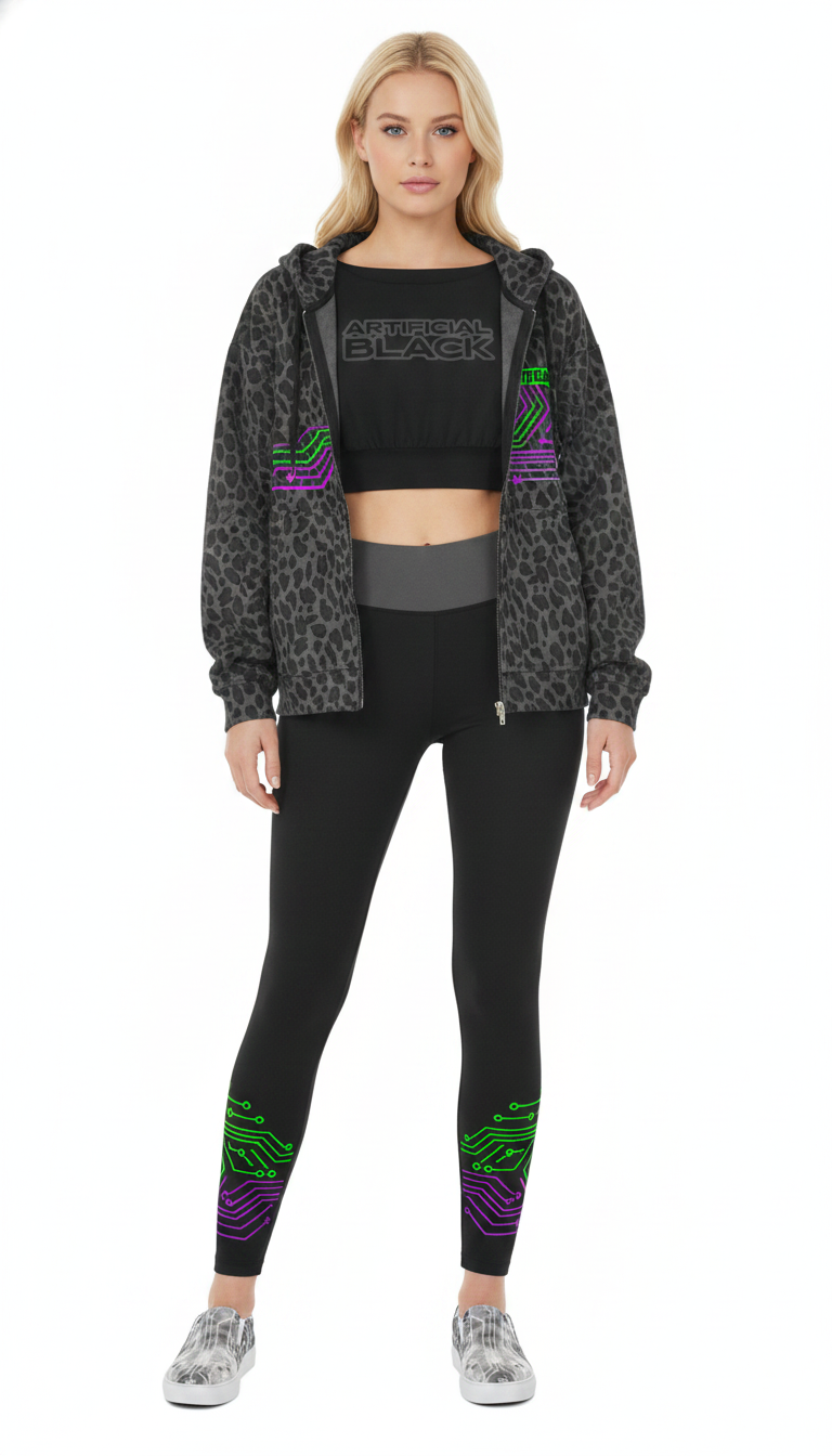 Women’s Artificial.Black Logo Boatneck Raw Edge Crop T