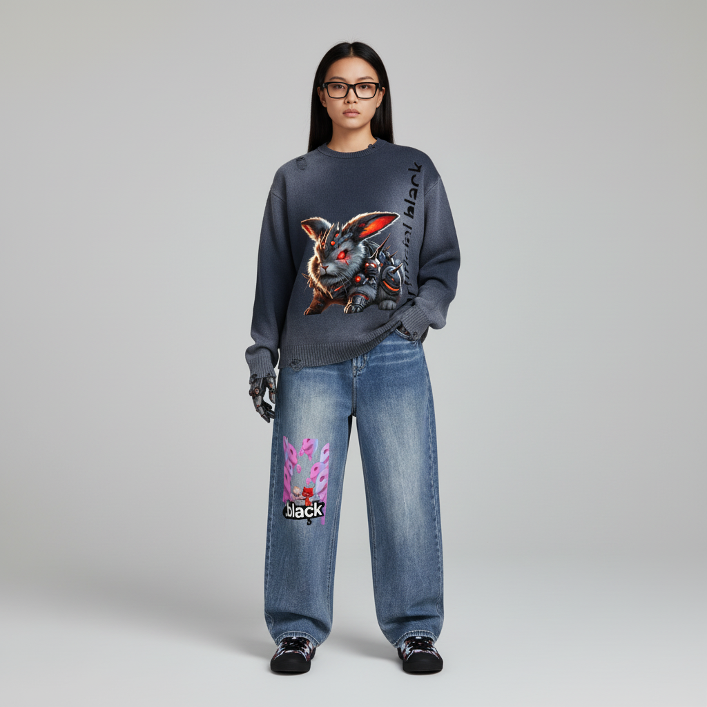 Melted Plastic Smiles Jeans