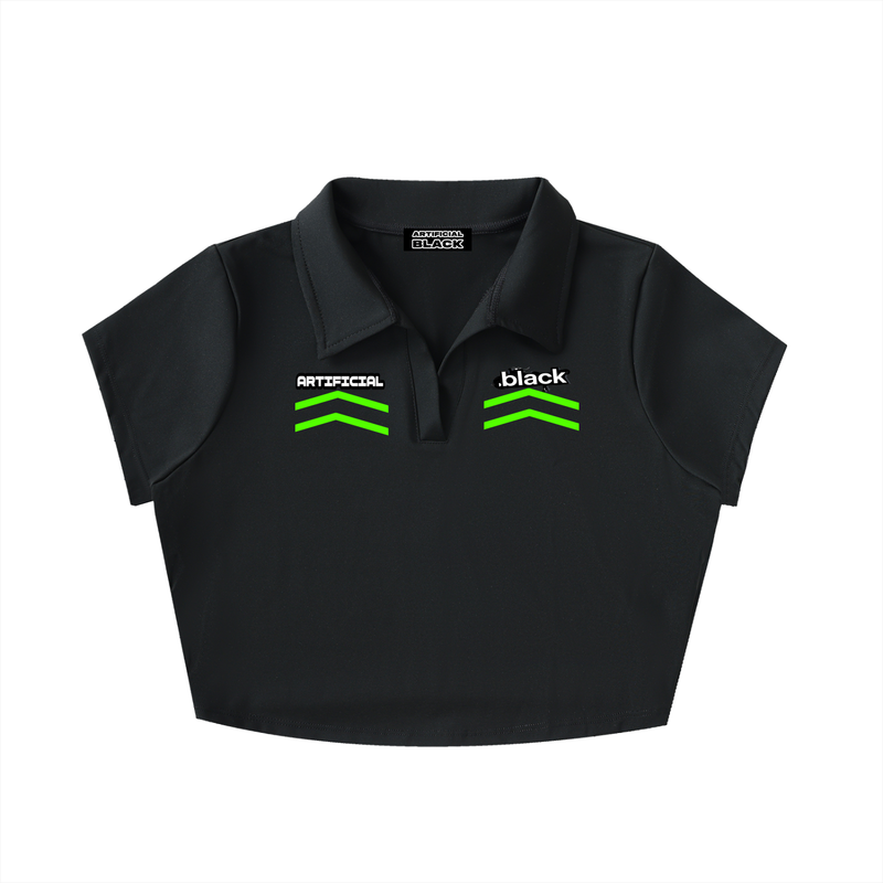 V-Neck Lapel Crop Top