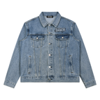 Unisex Artificial Black Logo Classic Denim Jacket