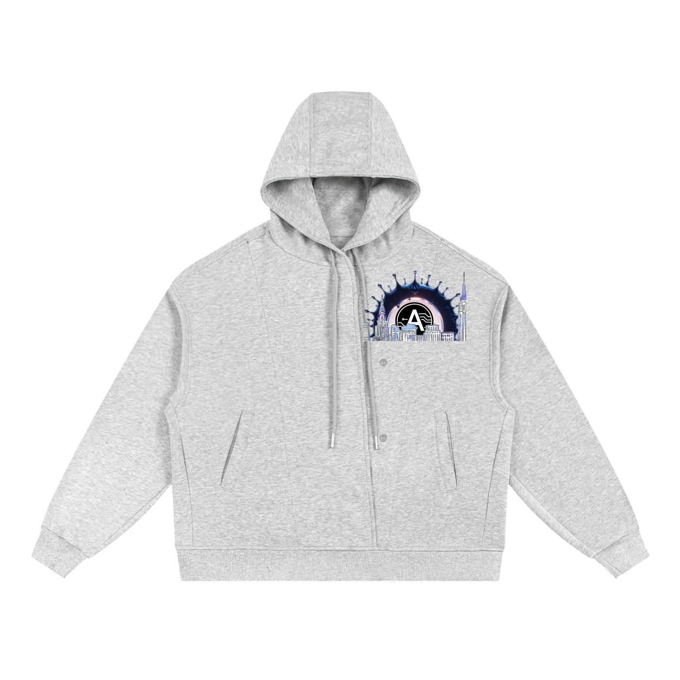 Boxy Button Placket Hoodie