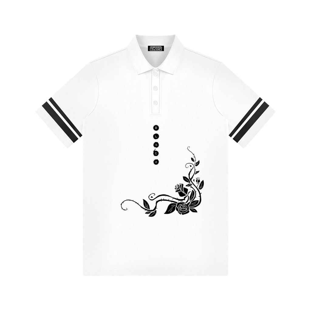 Artificial Black Roses And Stripes Polo Dress