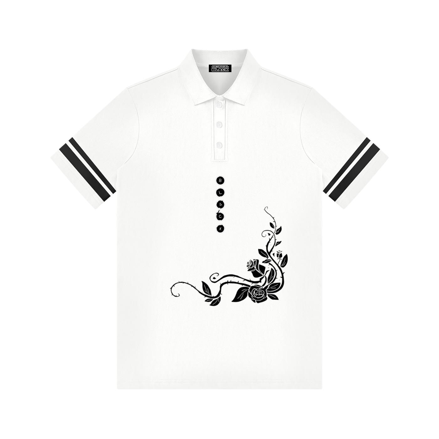 Artificial Black Roses And Stripes Polo Dress