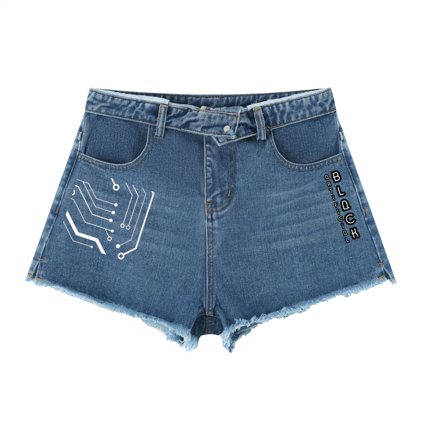 Women’s Digitally Enhanced Vintage Wash High Rise Denim Shorts
