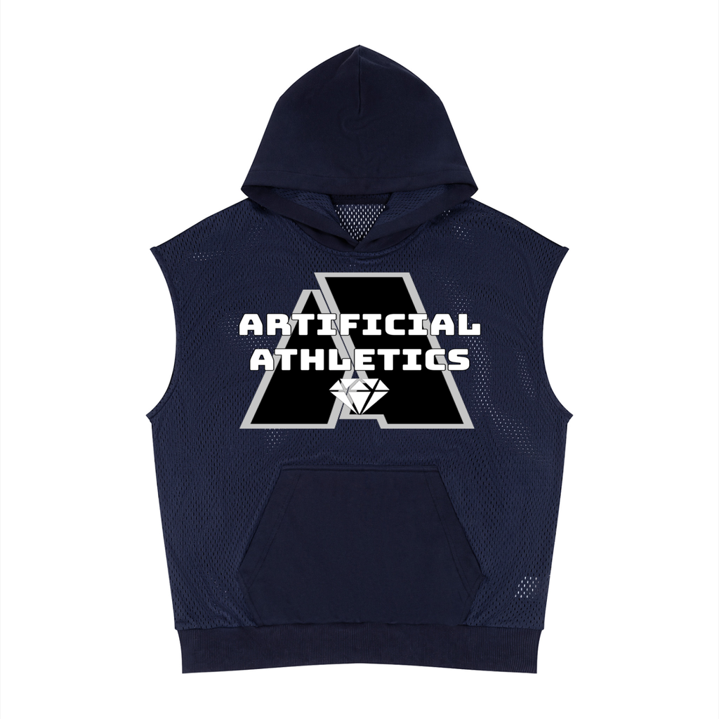 Unisex Artificial Athletics Mesh Sleeveless Hoodie