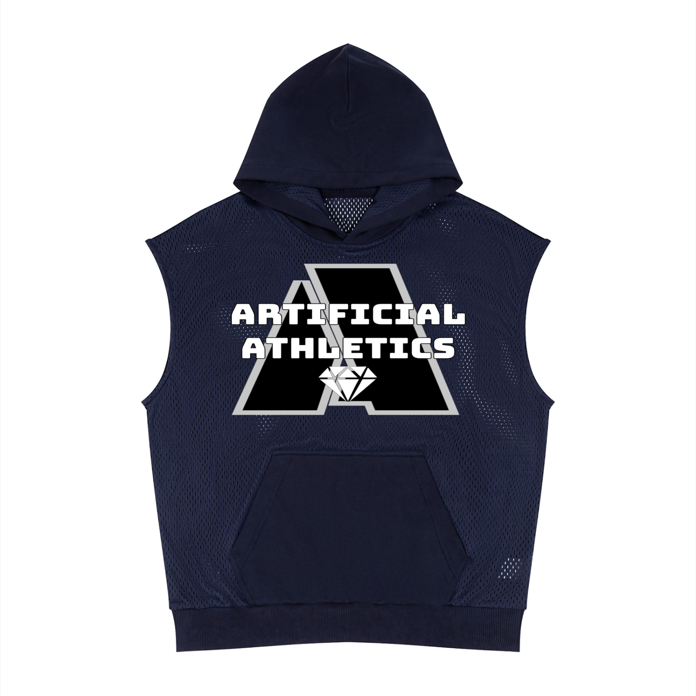 Unisex Artificial Athletics Mesh Sleeveless Hoodie