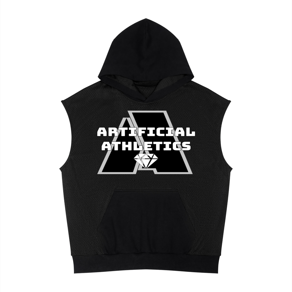 Unisex Artificial Athletics Mesh Sleeveless Hoodie