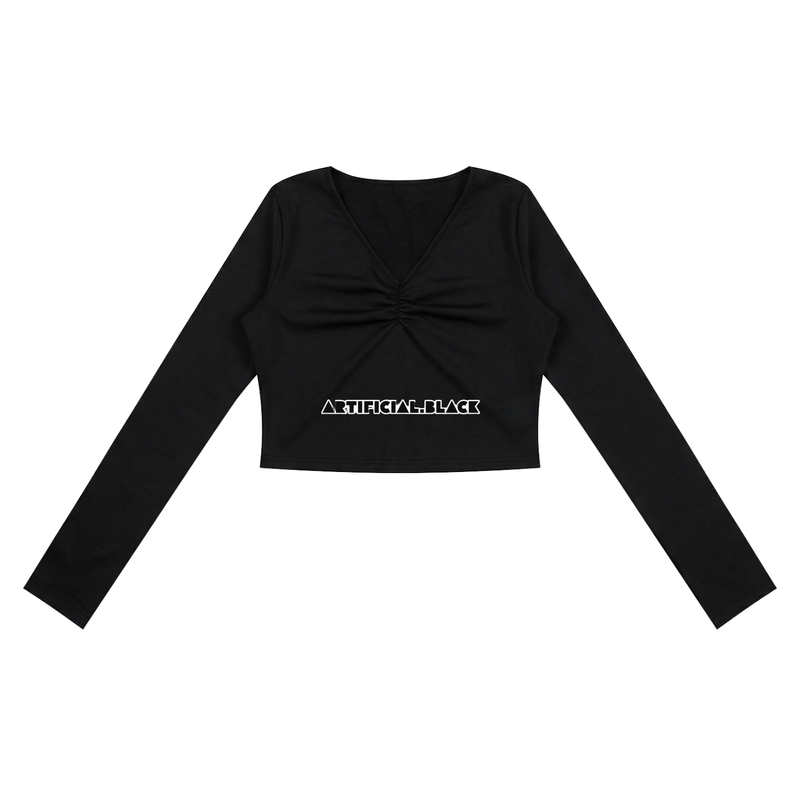 Women's Ruched Long Sleeve Crop T-Shirt