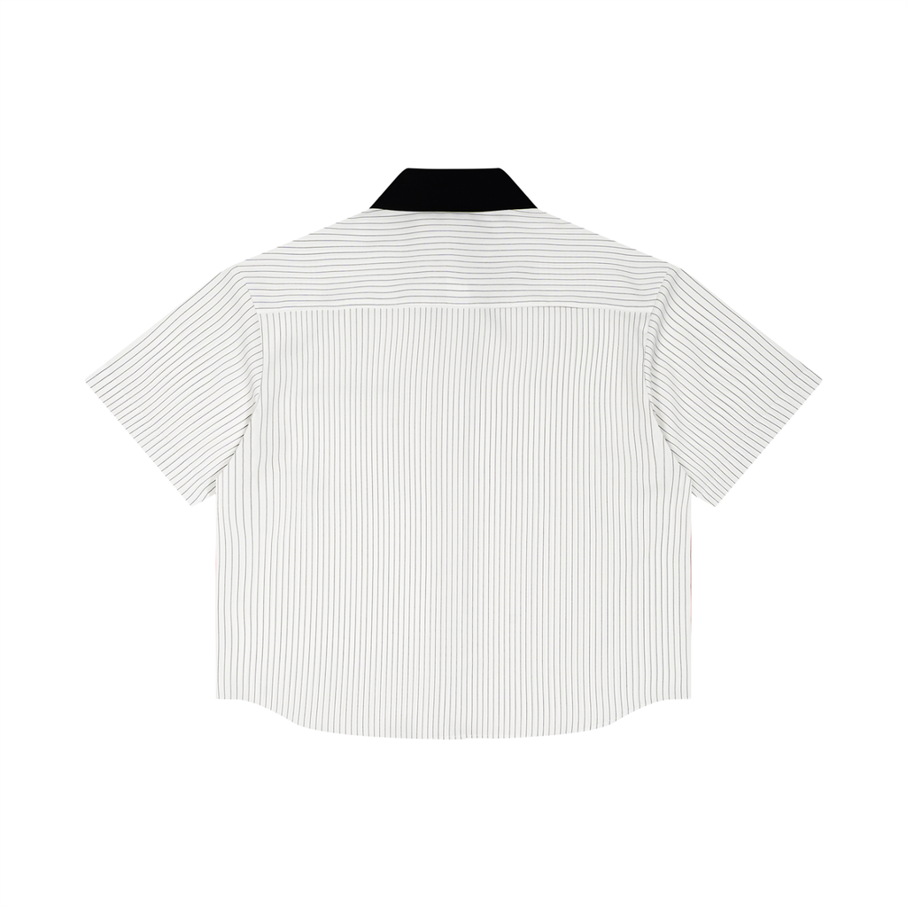 Unisex A.B.  Stencil Block Striped Boxy Contrast Collar Shirt