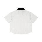 Unisex A.B.  Stencil Block Striped Boxy Contrast Collar Shirt
