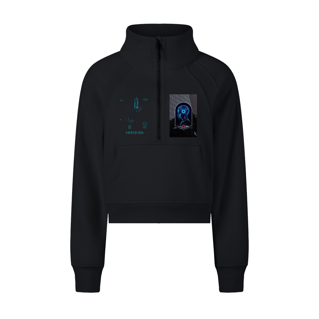 Black hoodie with graphic design on a white background