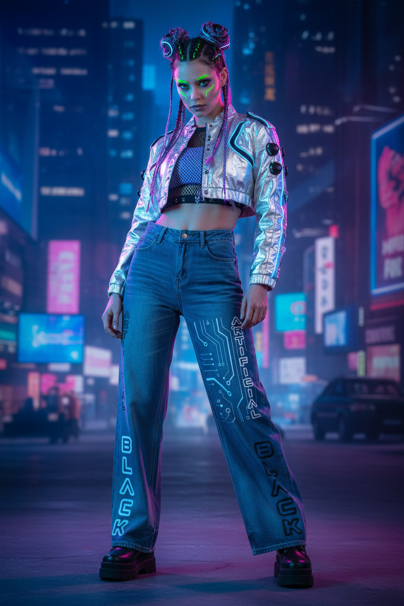 Women’s Vintage Digital Wash Wide Leg Jeans
