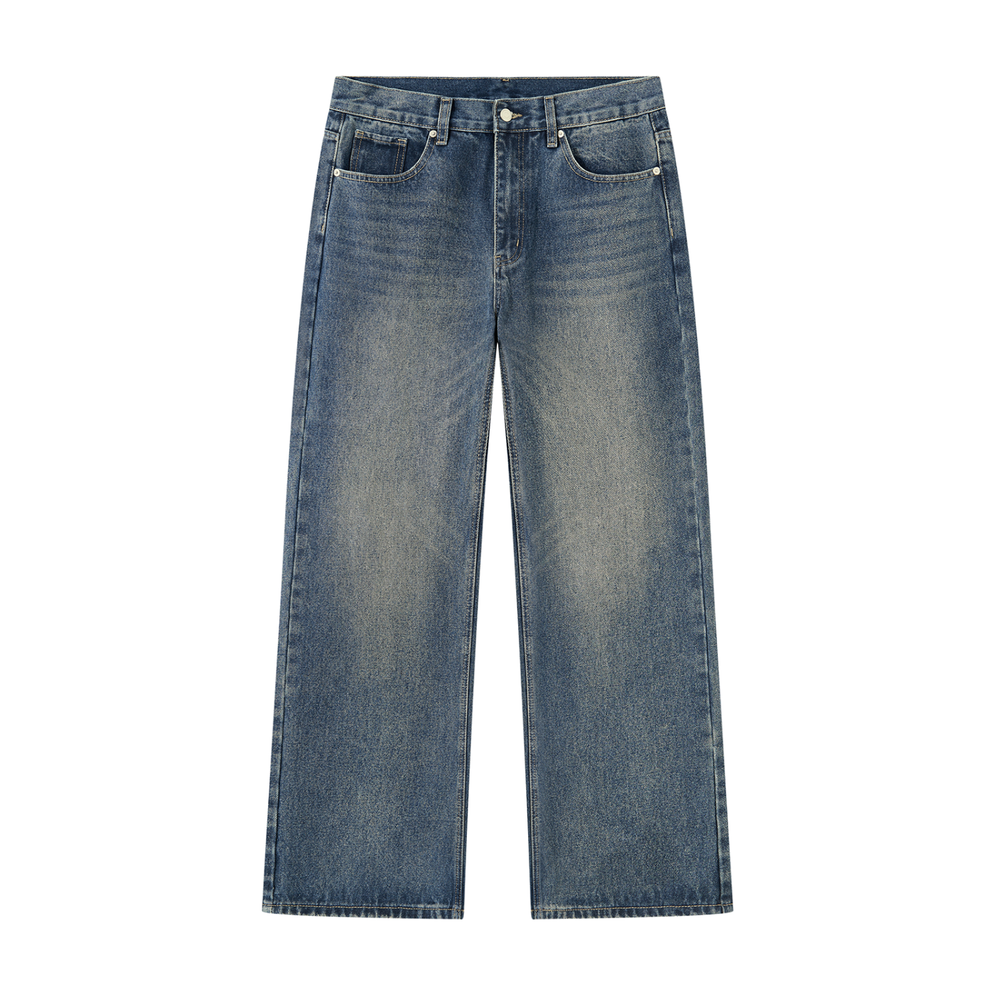 Men’s Vintage Wash Straight Leg Denim Jeans