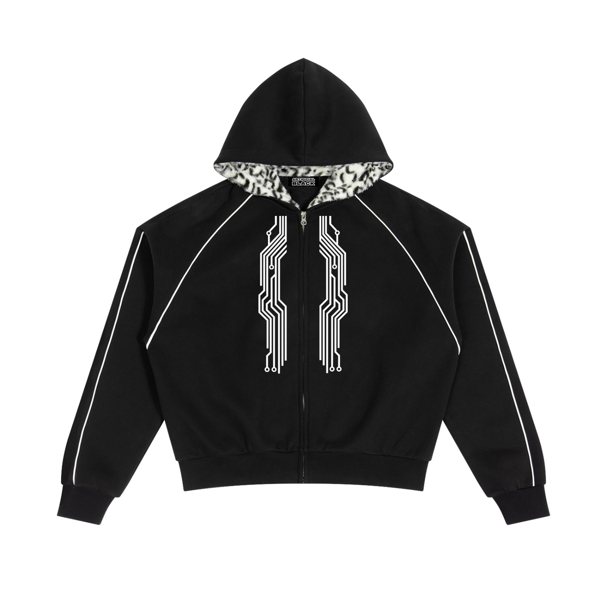 Sweat à capuche unisexe coupe carrée en molleton avec bordures et fermeture zippée intégrale