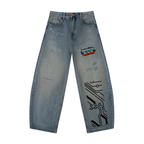 Men's Distressed Barrel Leg Jeans