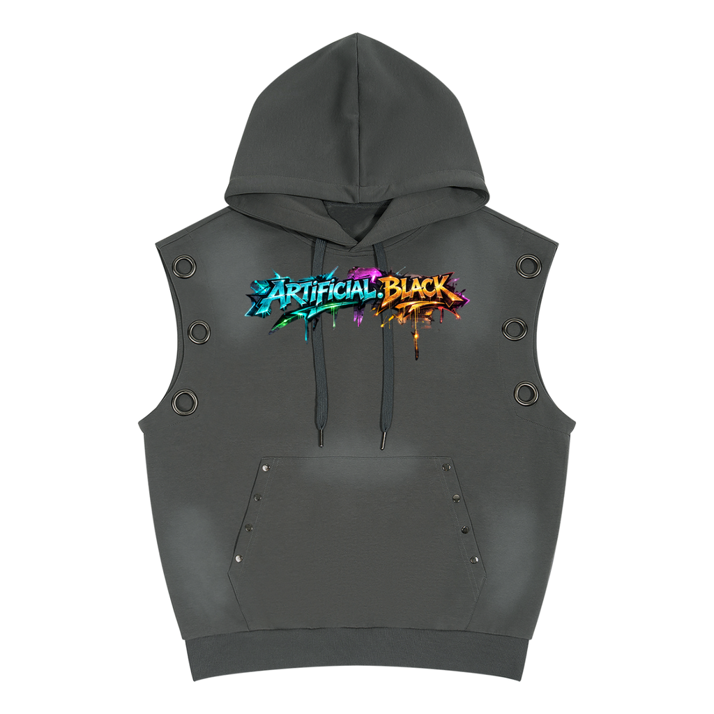 Vintage Graffiti Sun Fade Sleeveless Hoodie